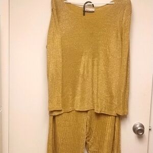 Gold Sleeveless Top and Pants Set